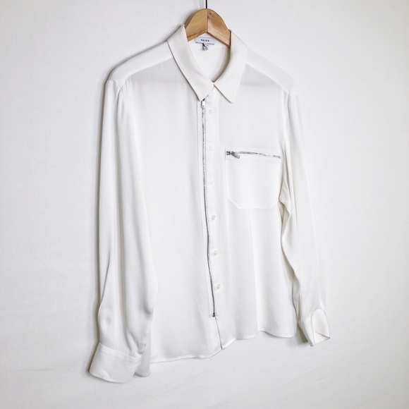 Reiss ivory zip button down shirt - Picture 7 of 8